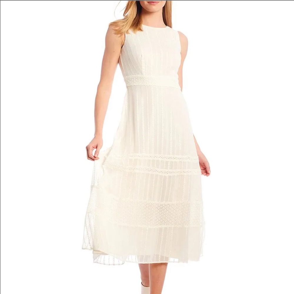 Taylor Sleeveless Jewel Neck Chiffon Midi Dress